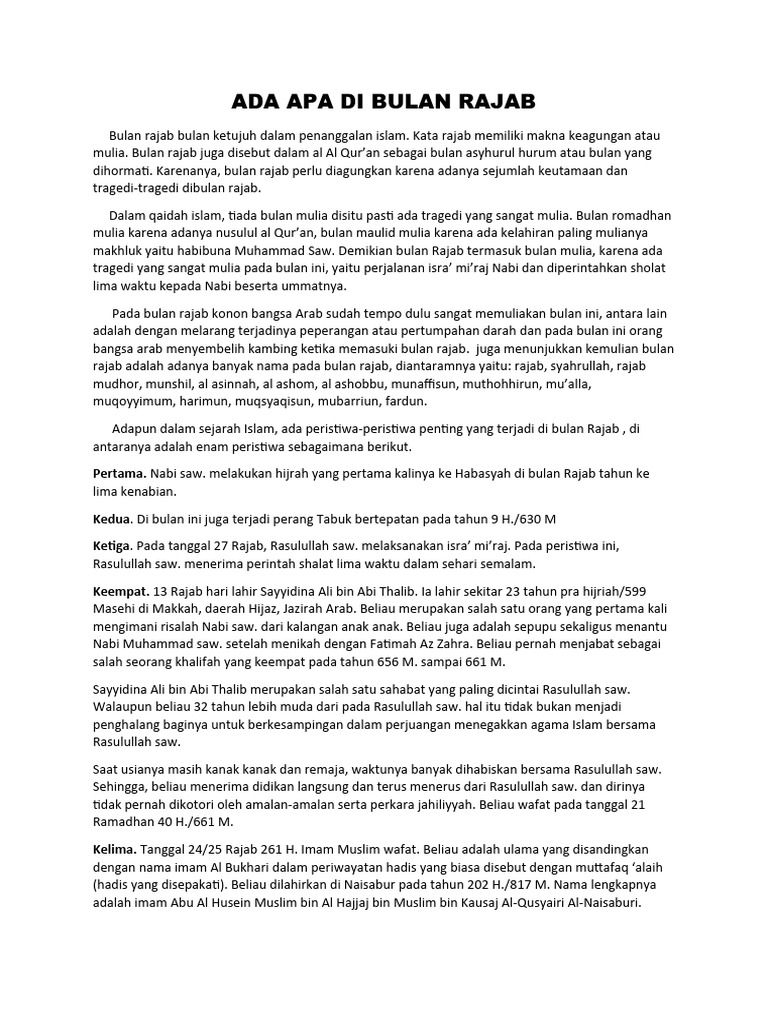 Ada Apa Di Bulan Rajab | PDF