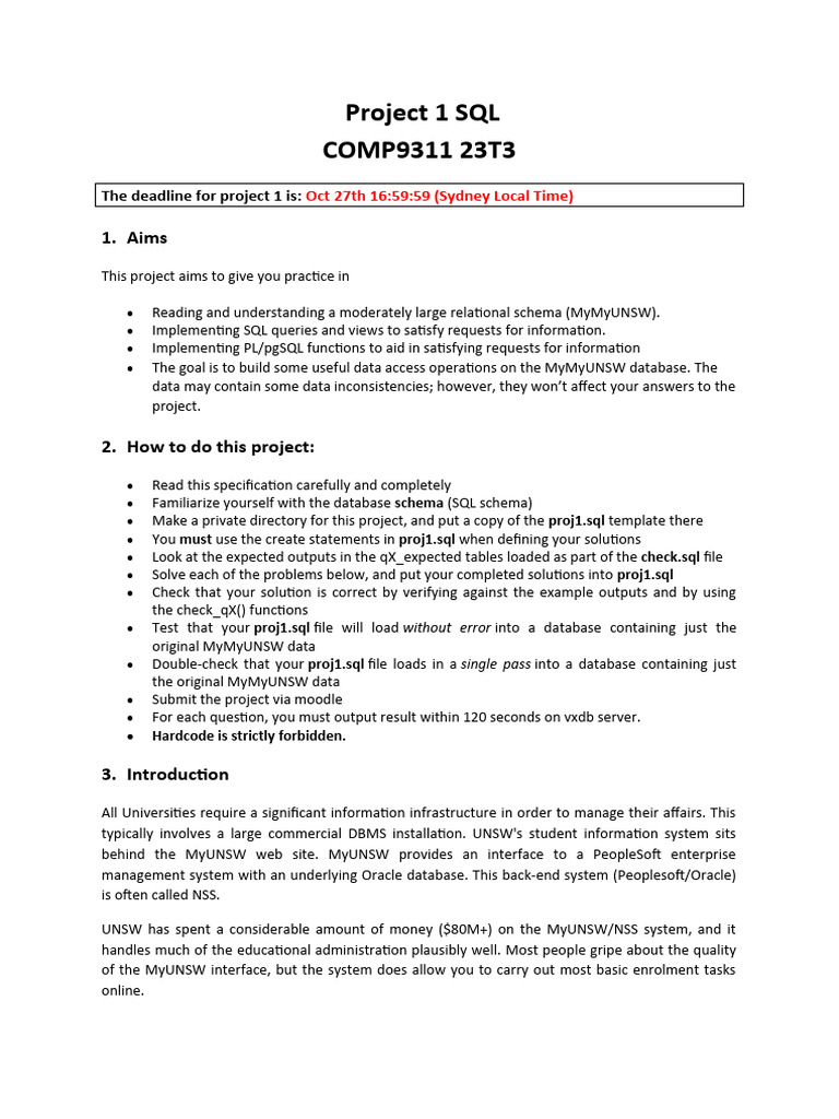 Proj 1 PDF Databases Sql