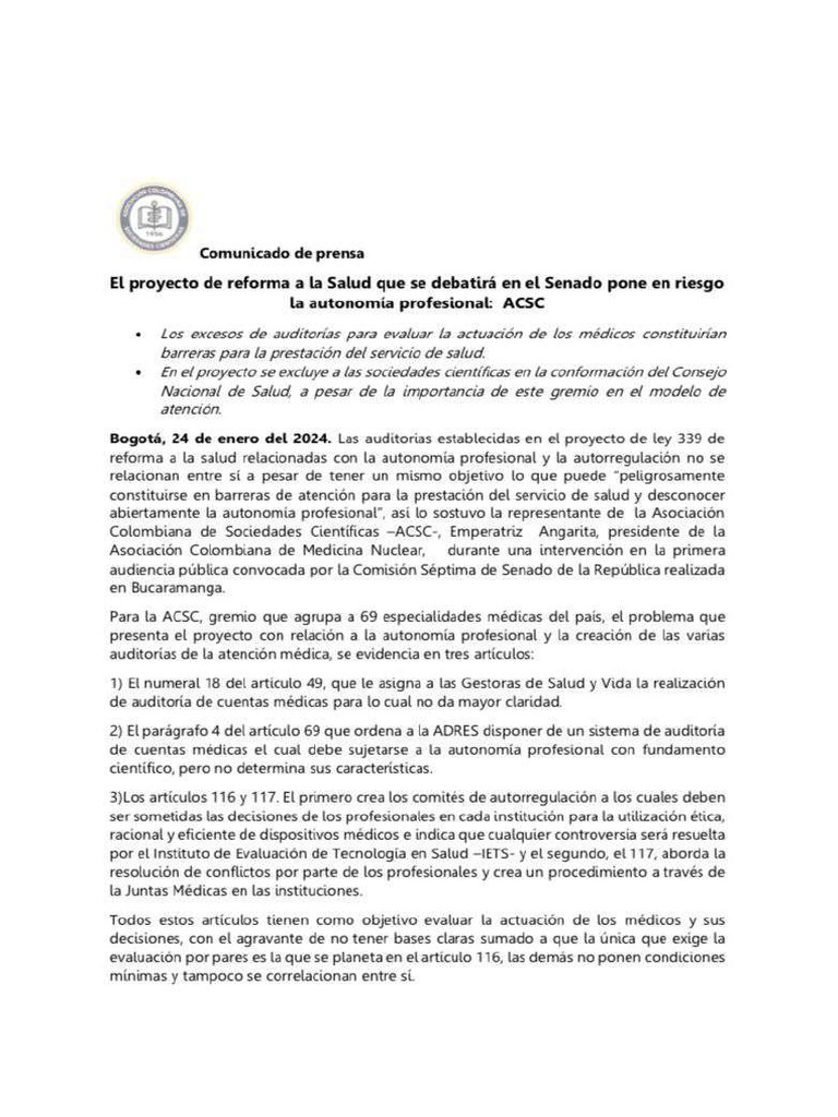 Comunicado ACSC Reforma Salud PDF