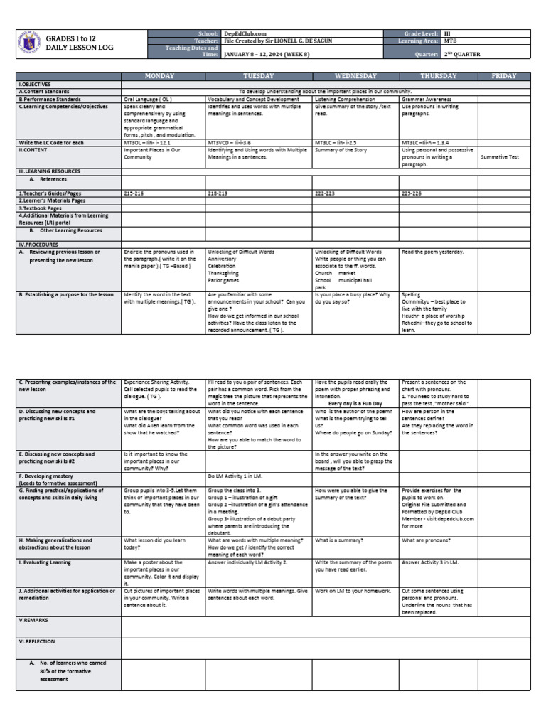DLL - MTB 3 - Q2 - W8-1 | PDF