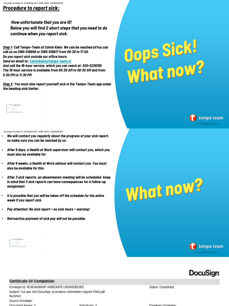 Sick Reporting Procedure at Tempo-Team | PDF