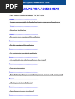 Canada Work Visa Eligibility Assessment Form