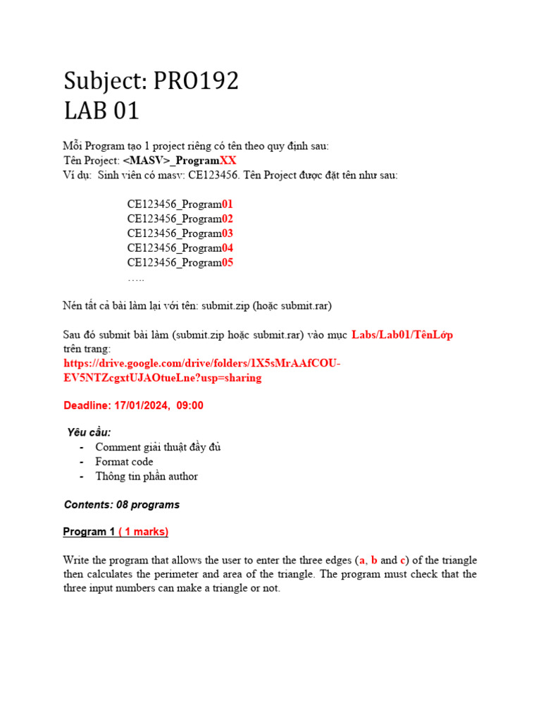 Lab 01 Pdf Equations Area
