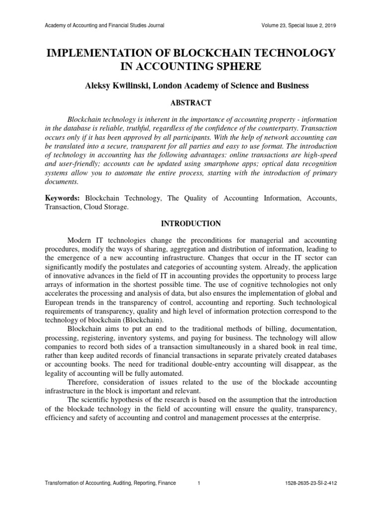 Blockchain in Accounting: Benefits & Drawbacks | PDF | Accounting | Audit
