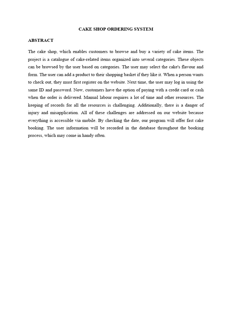 Proposal 1 - Cake Shop Ordering System | PDF | User (Computing) | Databases