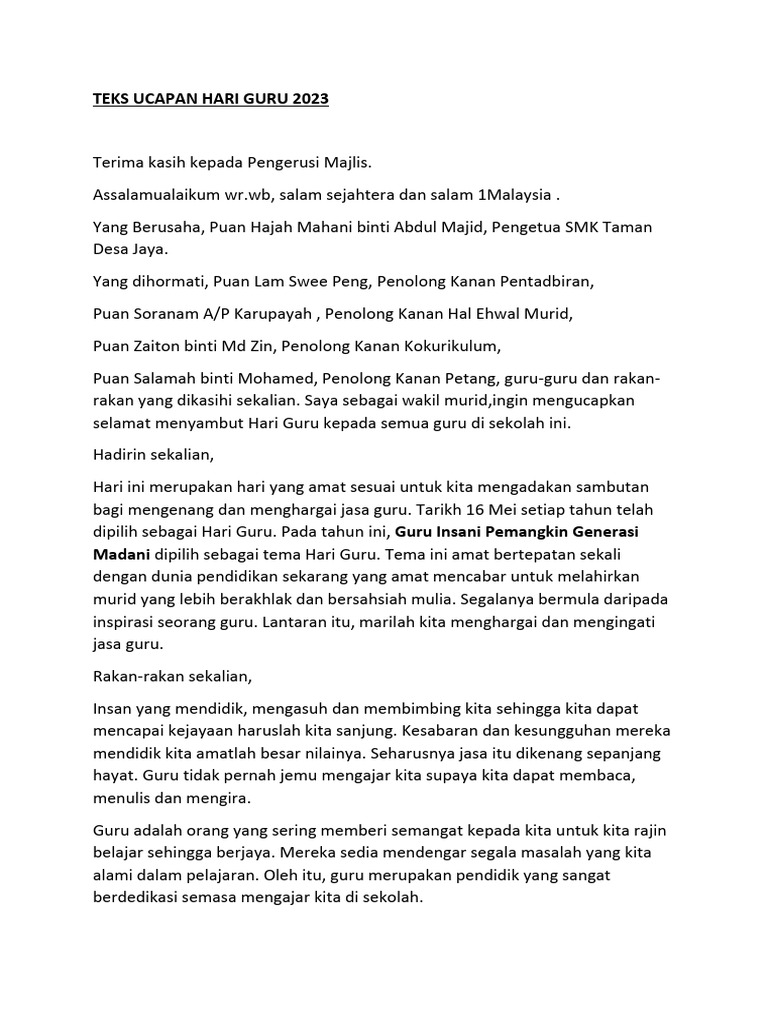 33 Ucapan Hari Guru 2025 Bahasa Inggris dengan Terjemahan