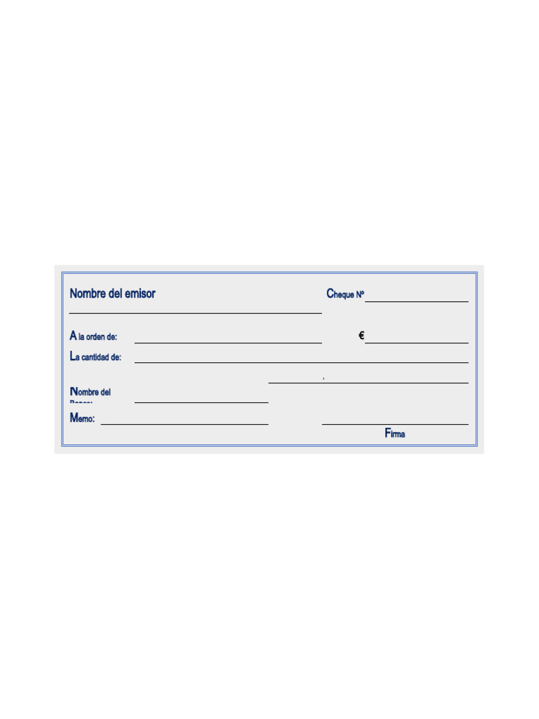 Plantilla Cheque Excel para Rellenar | PDF