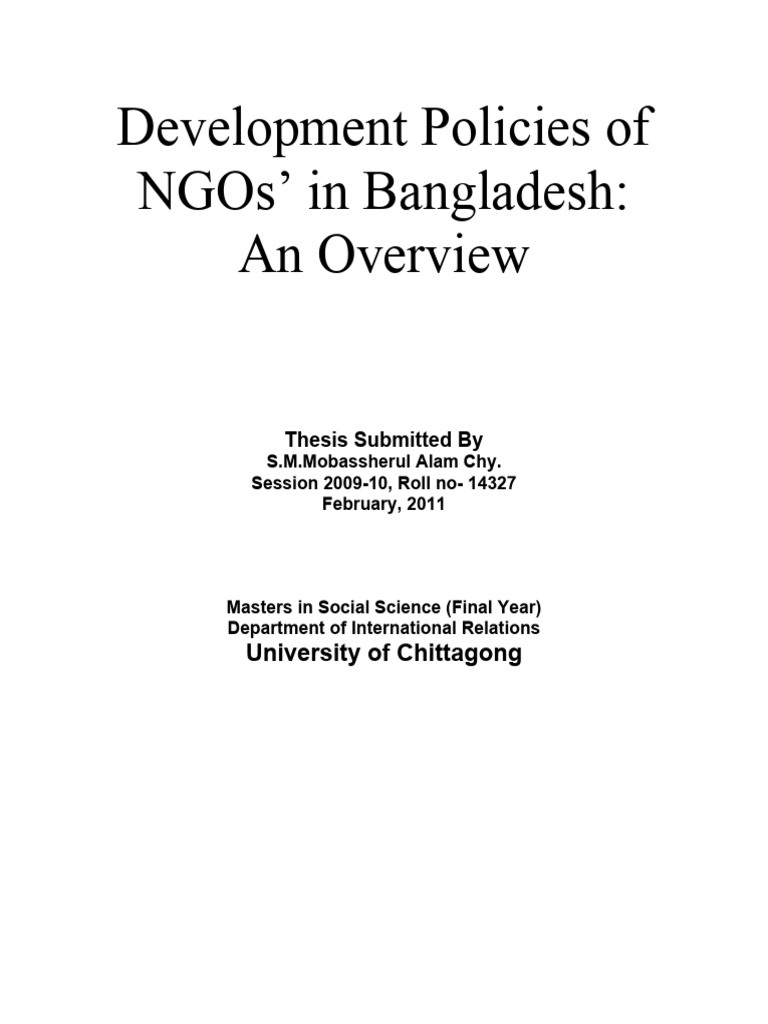 Thesis On Development Policies of NGOs I | PDF | Non Governmental ...