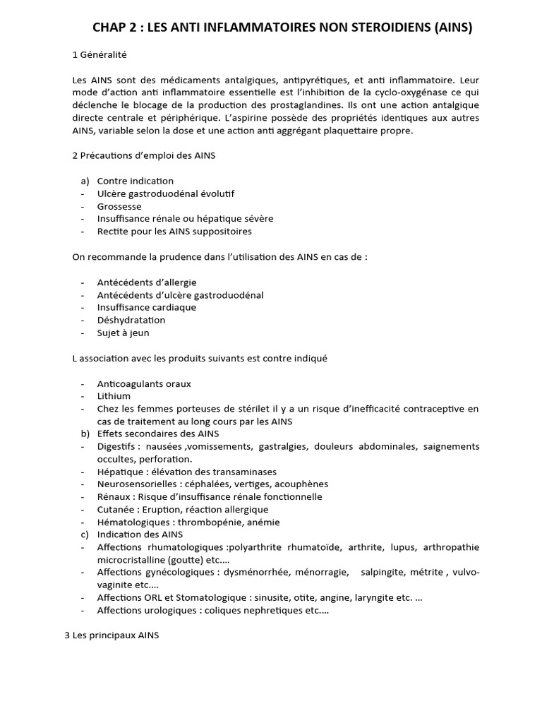 Liste des anti-inflammatoires non stéroïdiens | PDF | Anti ...