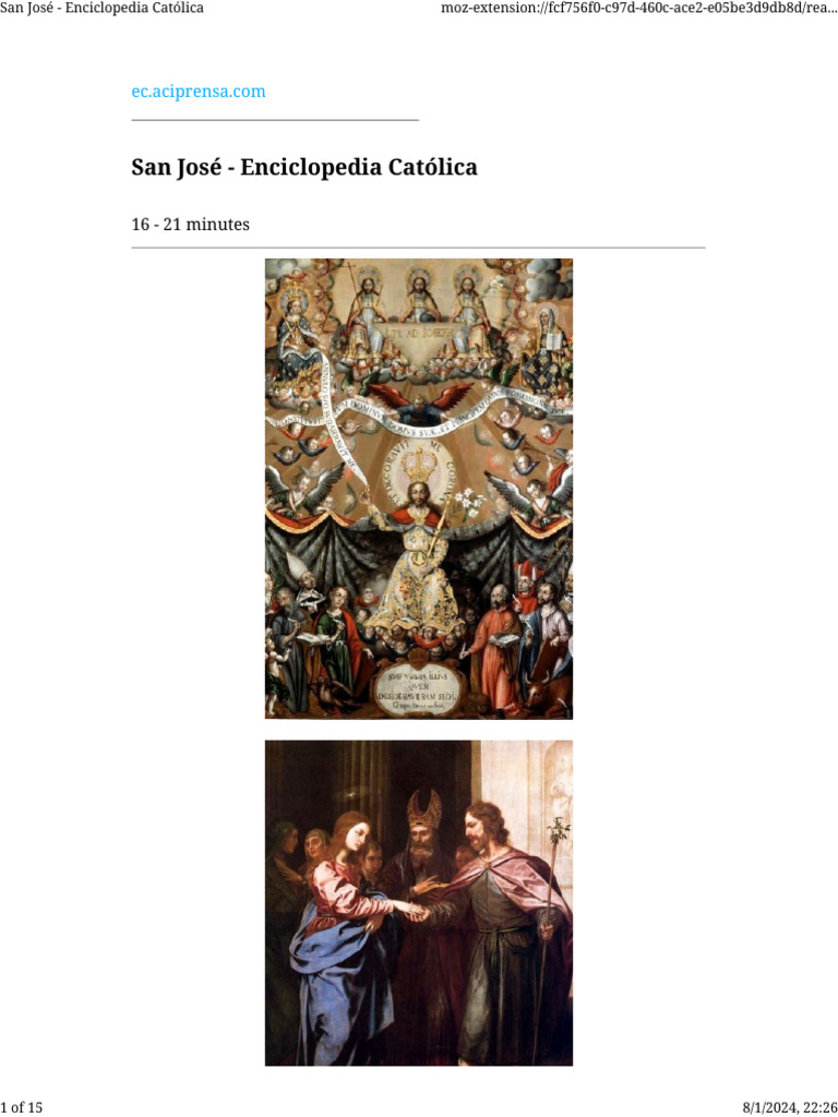 San José en la Enciclopedia Católica | PDF | San José | María, madre de ...