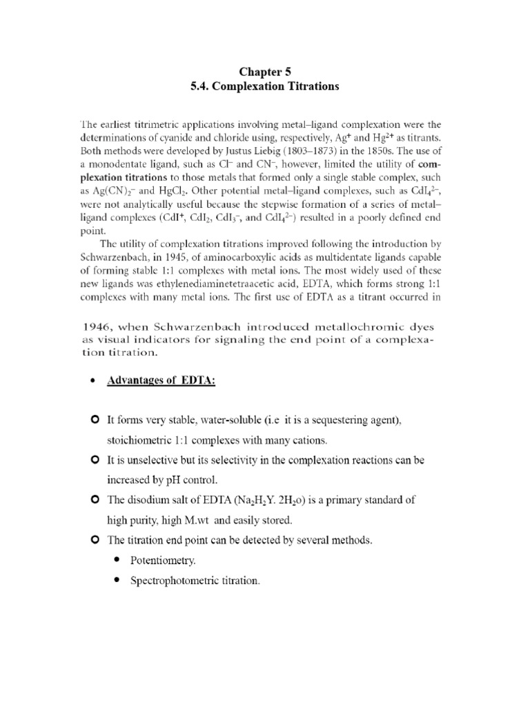 Chapter 5.4. Complexometric Titration | PDF | Science & Mathematics
