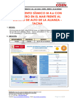 Reporte Preliminar #120 20ene2023 Movimiento Sísmico M 4.6 Con Epicentro en El Distrito de Alto de La Alianza Tacna