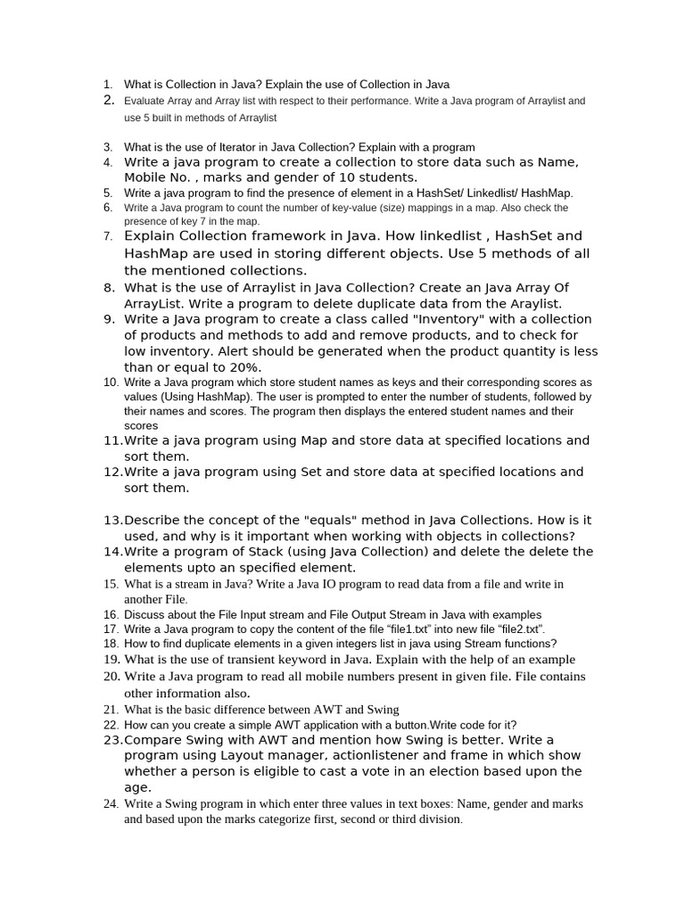 Practice questions Java and JS | PDF