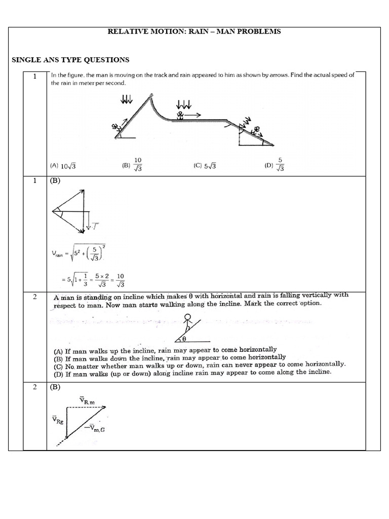 Rain-Man Relative Motion Problems | PDF