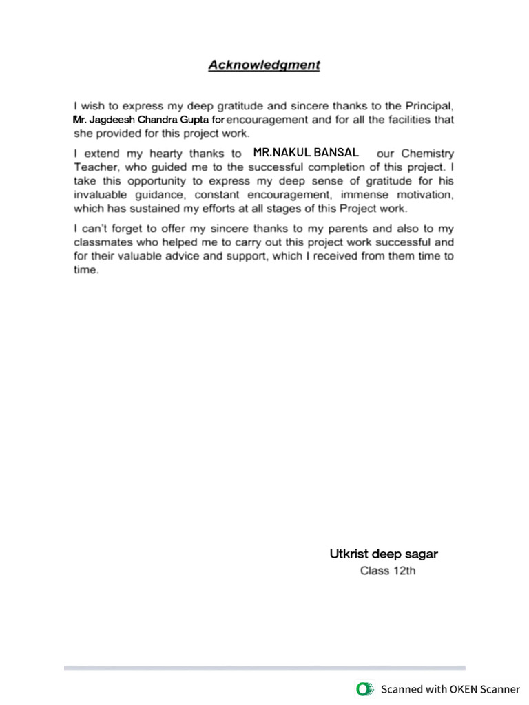 Chemistry Project Topics Pdf