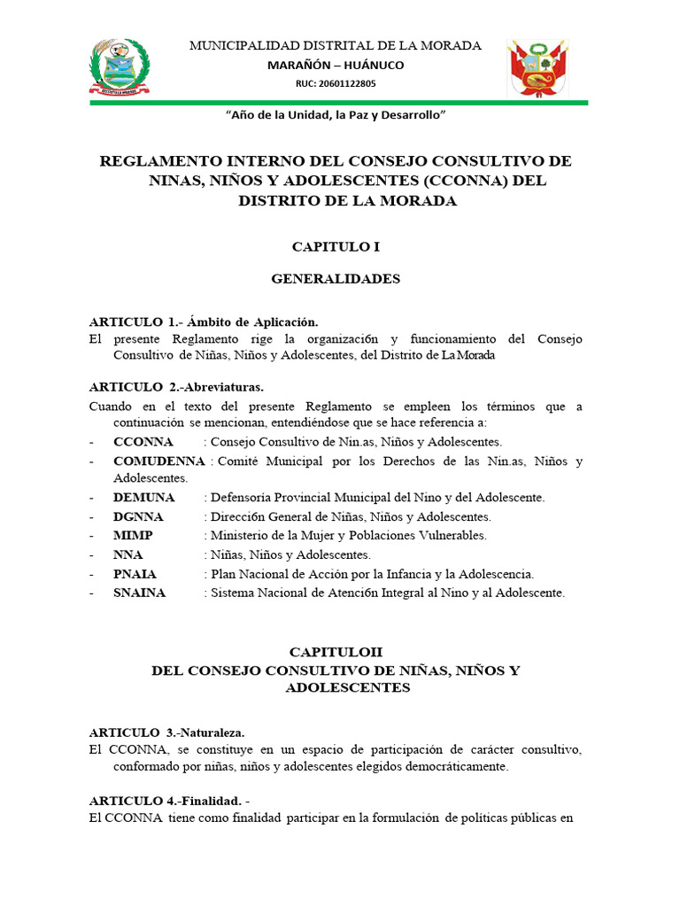 Reglamento Interno Del Consejo Consultivo de Ninas | PDF | Asamblea ...
