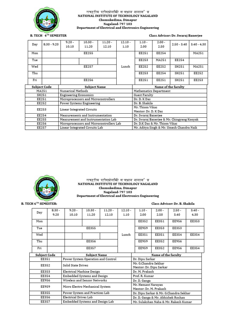 Revised Routine - IV Sem | PDF