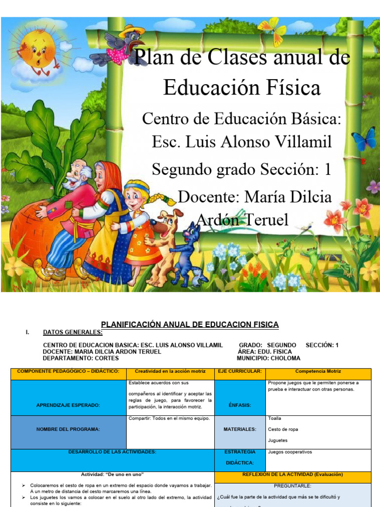 Planes de Clases Educ. Fisica Segundo Grado | PDF | Educación primaria ...