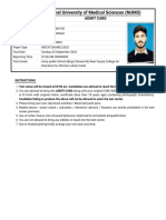 Nums Admit Card