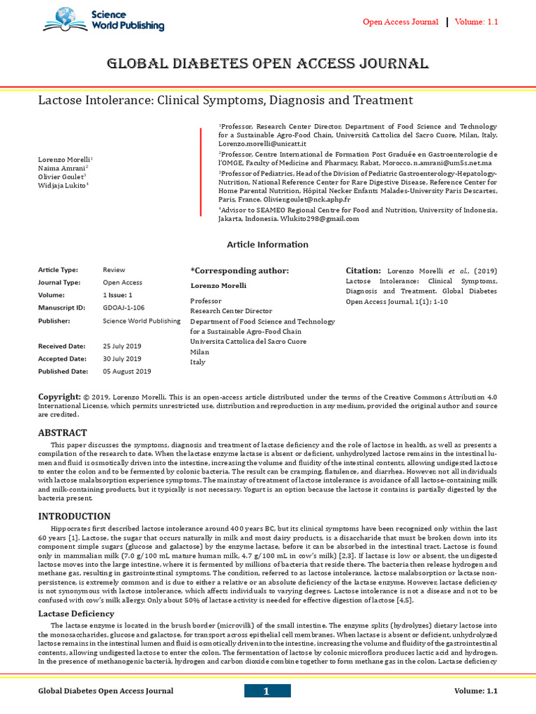Lactose Intolerance An Update On Its Pathogenesis, Diagnosis, and ...