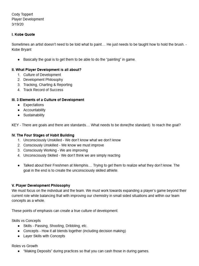 Player Development Insights | PDF