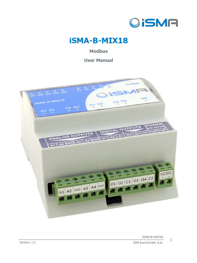 Manual iSMA-B-MIX18 Modbus EN v1.5 | PDF | Power Supply | Light ...