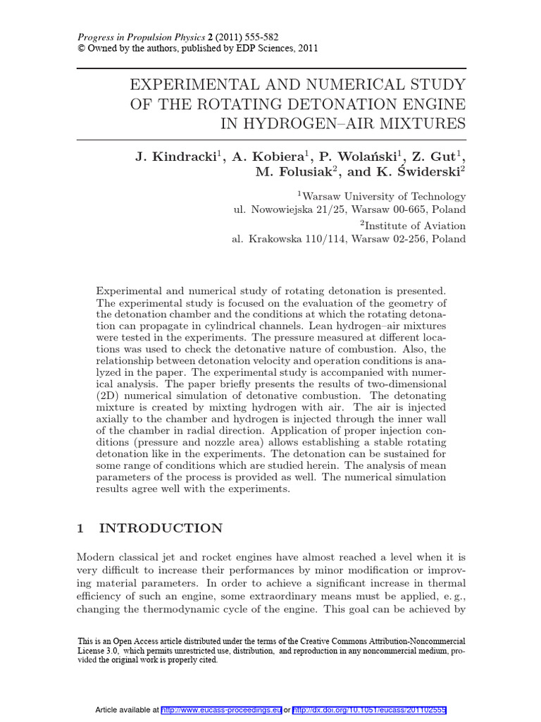 Experimental and Numerical Study of The Rotating Detonation Engine in ...