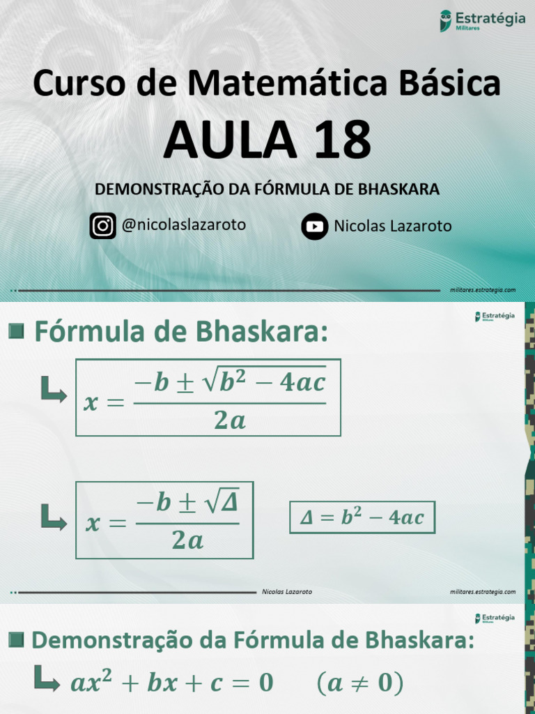 Demonstração da Fórmula de Bhaskara | PDF