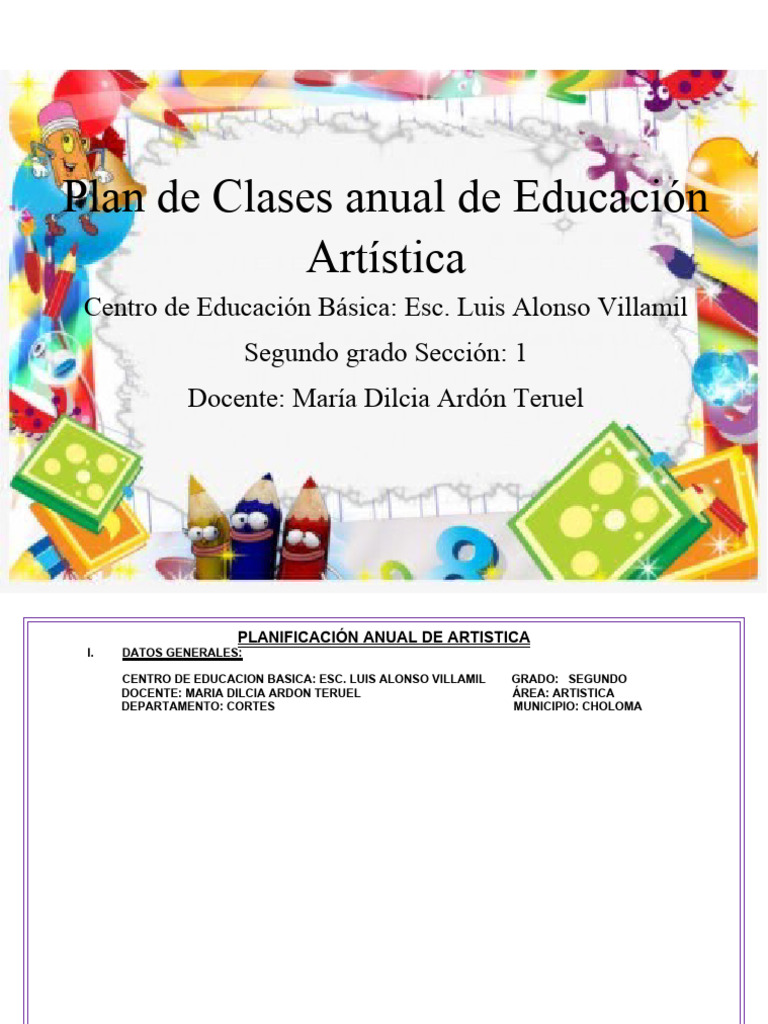 Planes de Clases Artistica Segundo Grado | Descargar gratis PDF ...