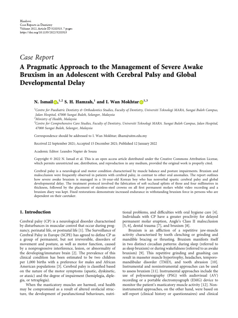 A Pragmatic Approach To The Management of Severe Awake Bruxism in An ...