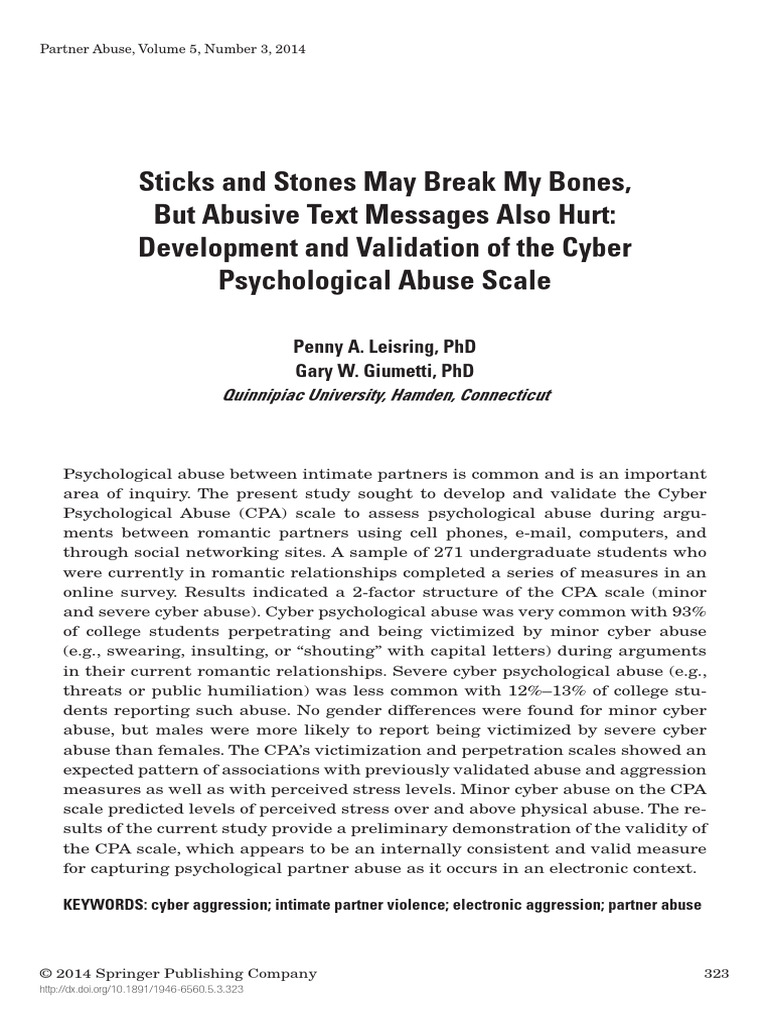 Development and Validation of The Cyber Psychological Abuse Scale | PDF ...