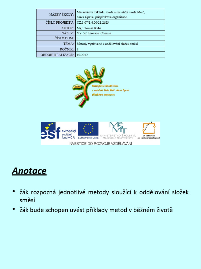 Ch-1-3-Metody-Vyuzivane-K-Oddelovani-Slozek-Smesi 2 | PDF