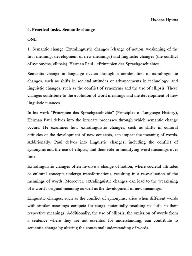 Semantic Change in Language | PDF | Metaphor | Skirt
