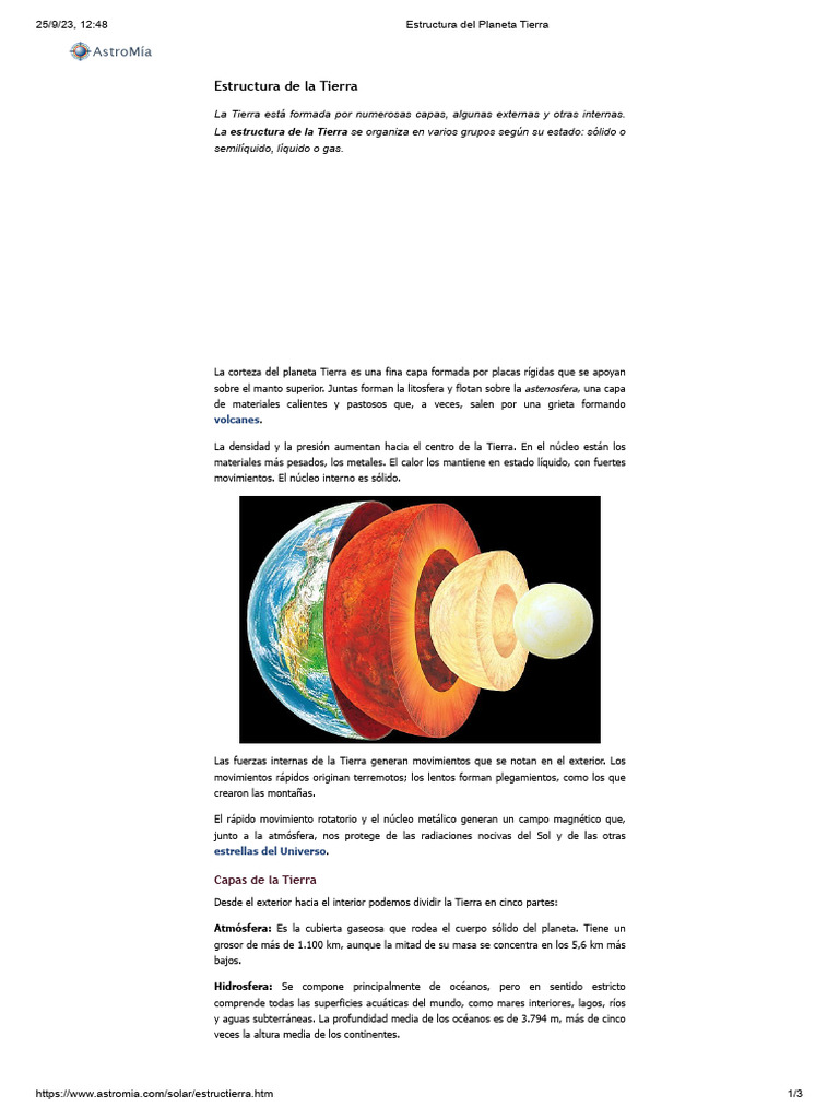 Estructura Del Planeta Tierra | PDF | Tierra | Corteza (Geología)