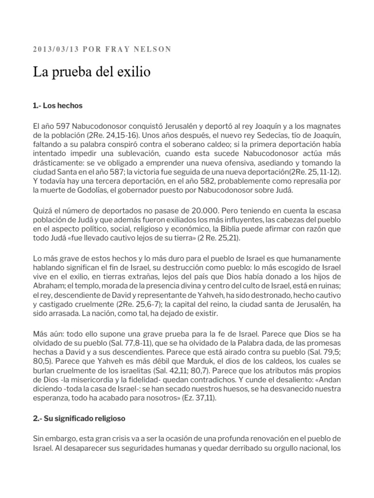 Significado del Exilio en la Biblia | PDF | Pecado | Nabucodonosor Ii