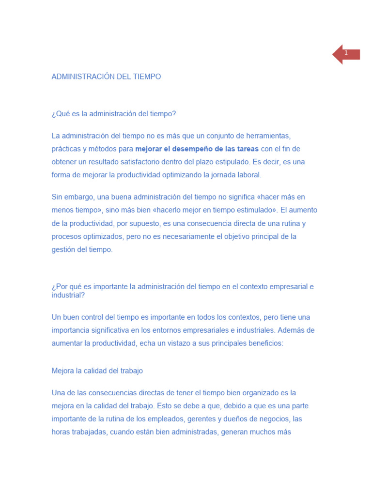 Claves para la Administración del Tiempo | PDF | Planificación | Business