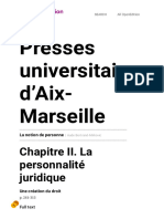 La Notion de Personne - Chapitre II. La Personnalité Juridique - Presses Universitaires d'Aix-Marseille