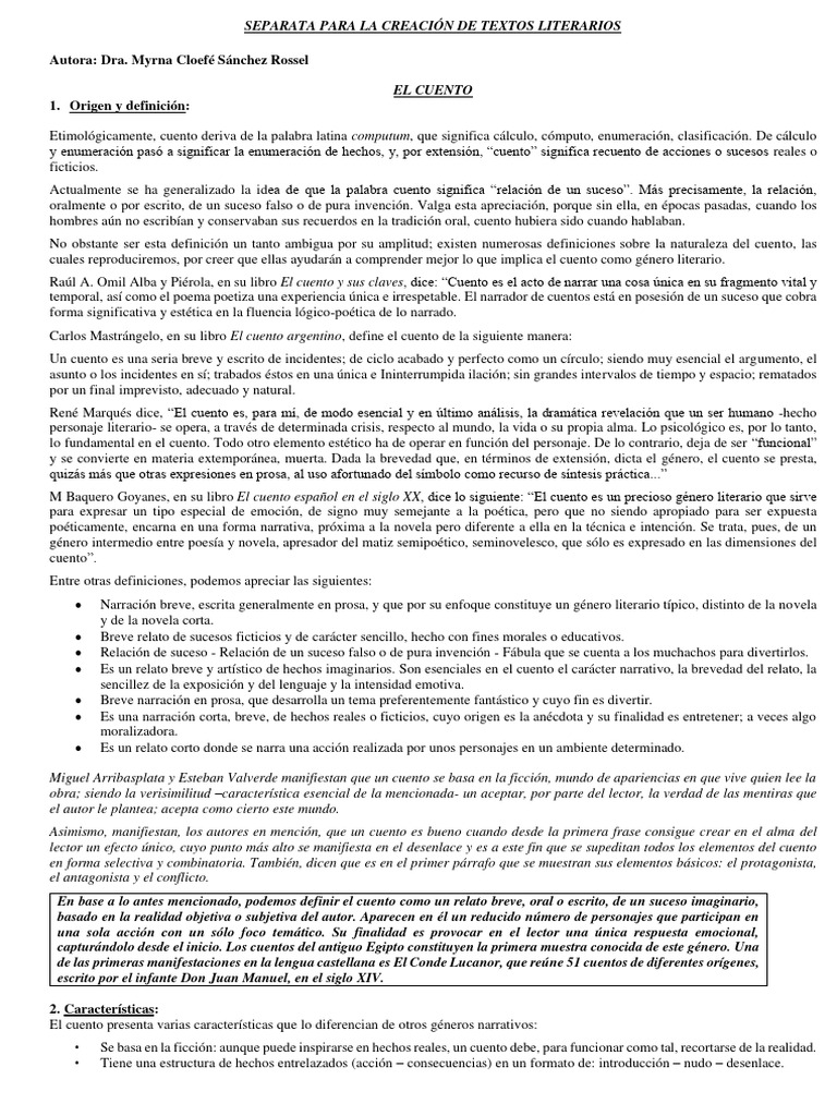 Características y definición del cuento | PDF | Cuentos | Narración