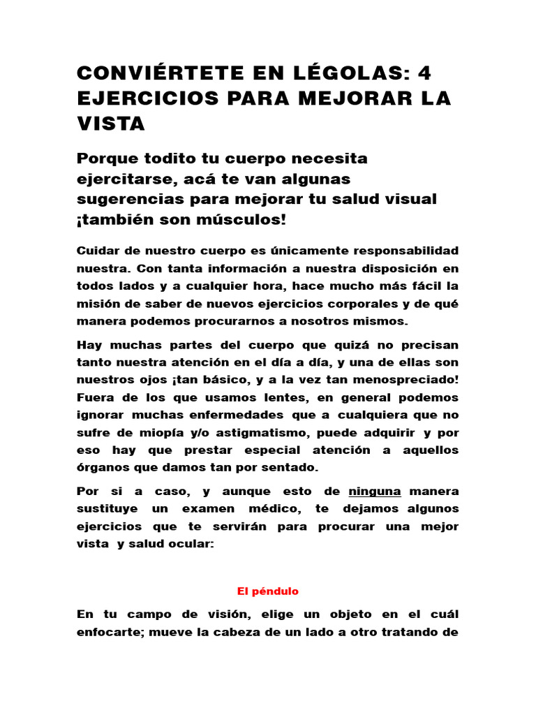 Ejercicios para Mejorar la Vista | PDF
