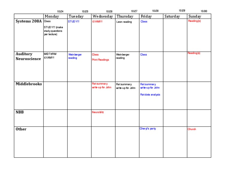 Weekly Calendar Detailed | PDF | Art