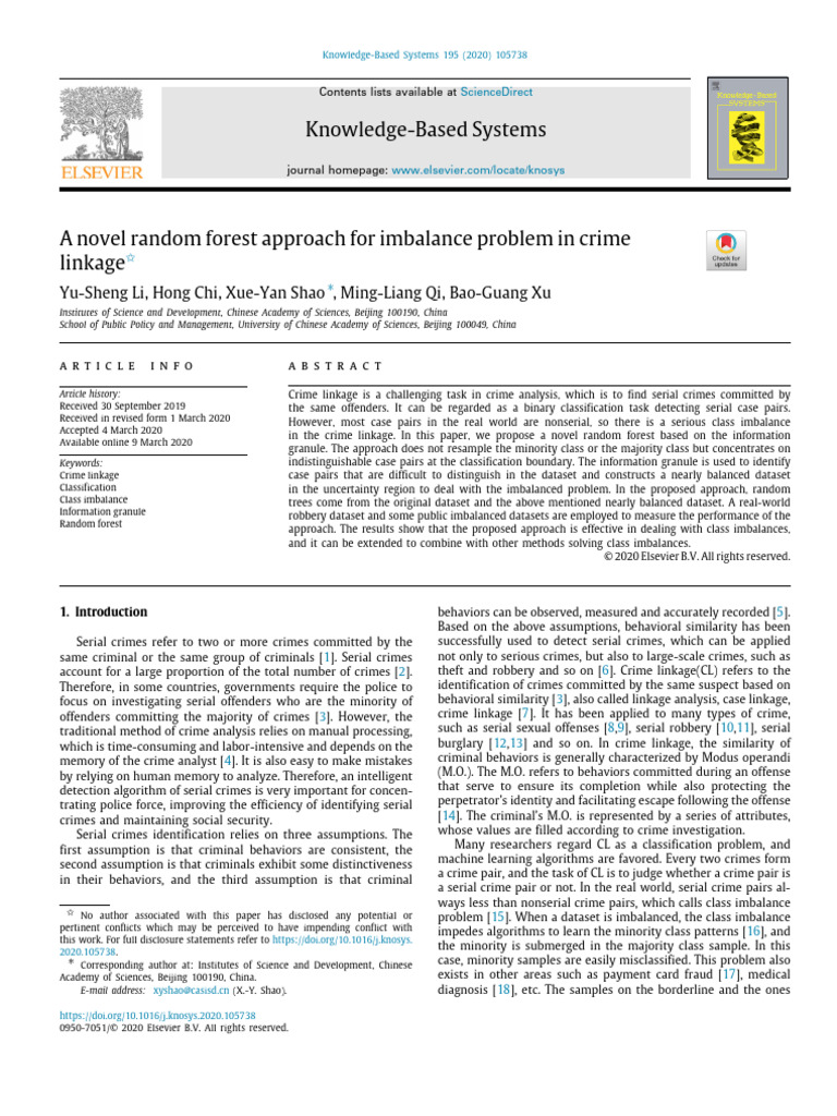 A Novel Random Forest Approach For Imbalance 2020 Elseiver NO | PDF