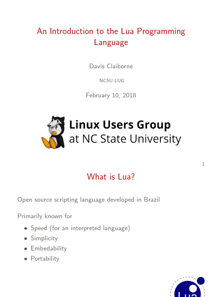 Introduction to Lua Programming | PDF | Computing | Programming Paradigms
