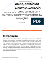 Curso - 222RGR0517A - CRIATIVIDADE, GESTÃO DO CONHECIMENTO E INOVAÇÃO2