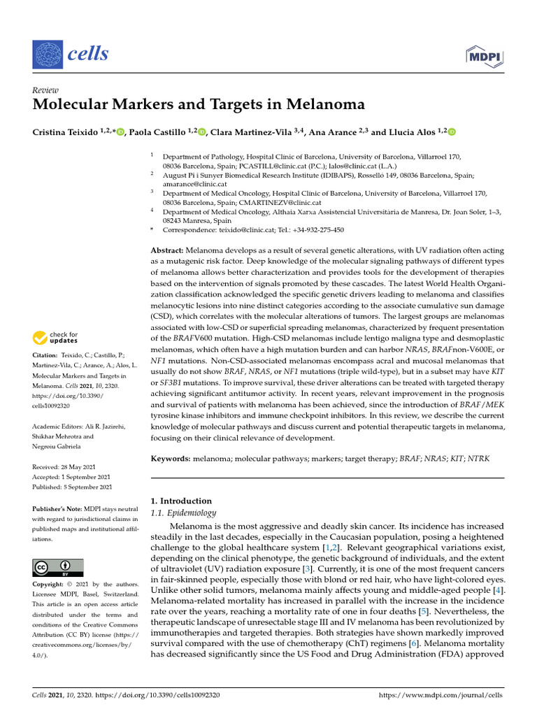 Molecular Markers and Targets in Melanoma | PDF