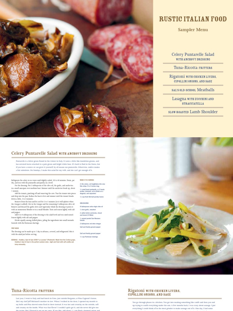 Rustic Italian Food by Marc Vetri Recipe Sampler | PDF | Salad | Lamb ...