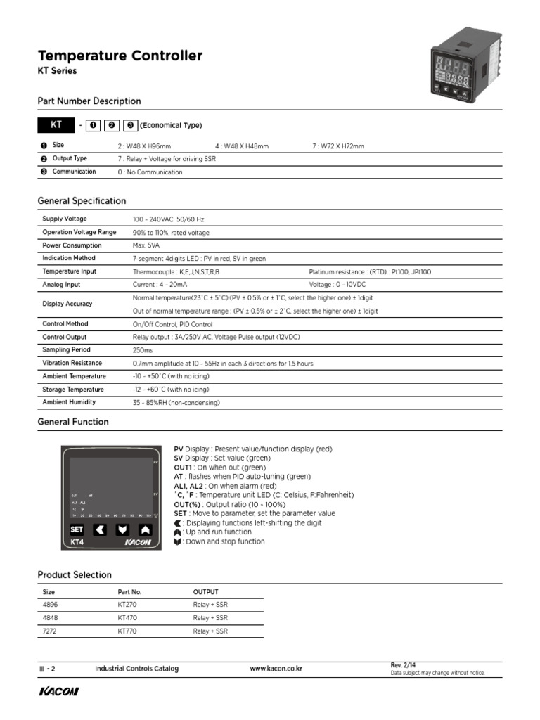 KT Series Temperature Controller Manual | PDF | Electricity ...