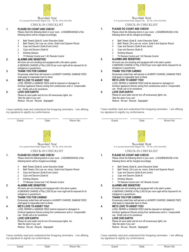 Check in List PDF