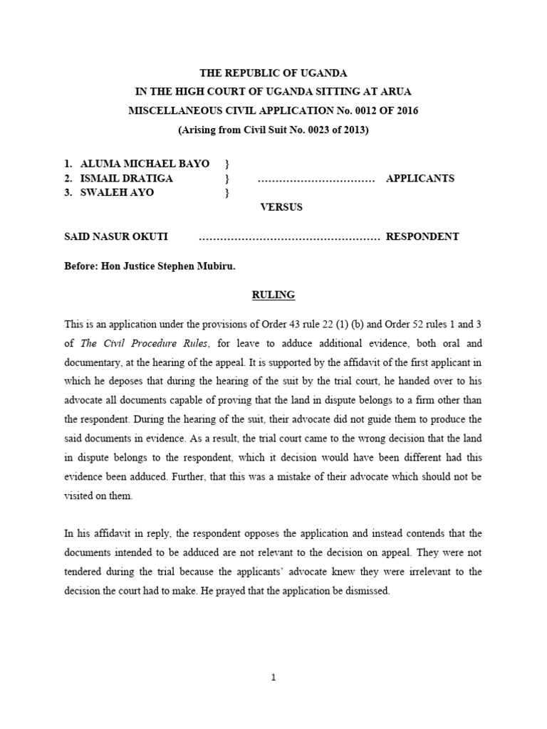 Ruling on Additional Evidence Request | PDF | Lawsuit | Judgment (Law)