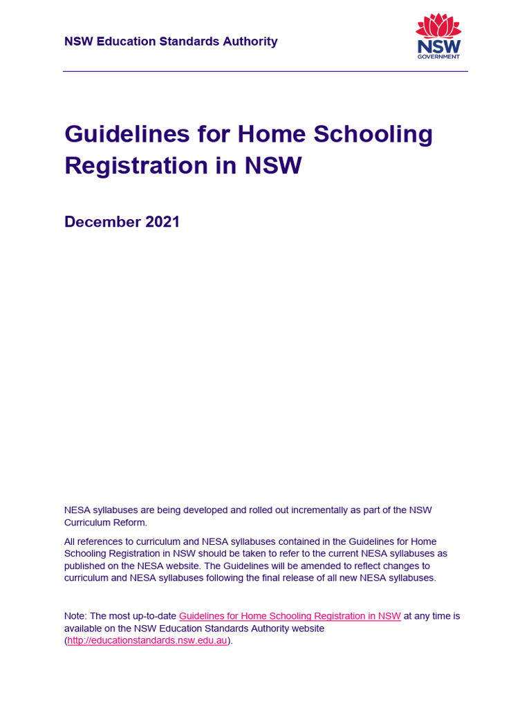 Guidelines for home schooling in nsw pdf homeschooling curriculum