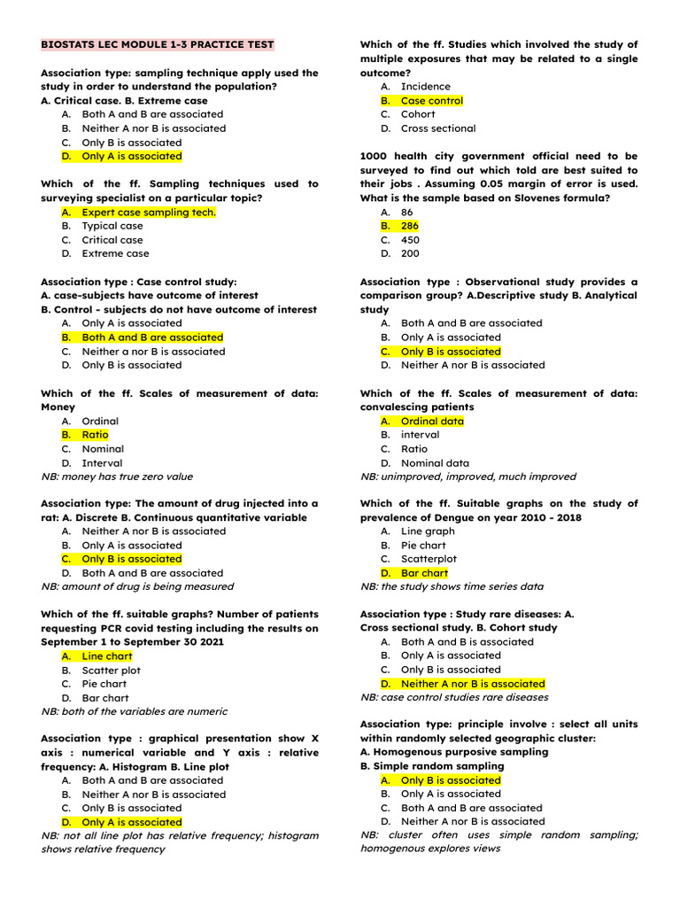 Biostats Lec Quizzes Download Free PDF Sampling (Statistics